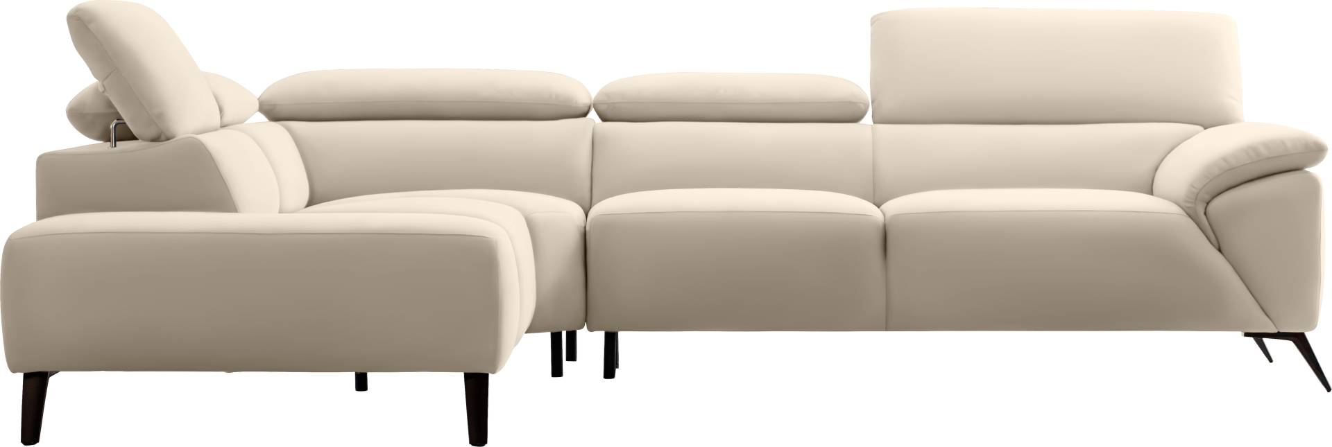 Nicoletti Home Ecksofa, Breite 287 cm, verstellbare Kopfstütze, Ottomane links oder rechts von Nicoletti Home