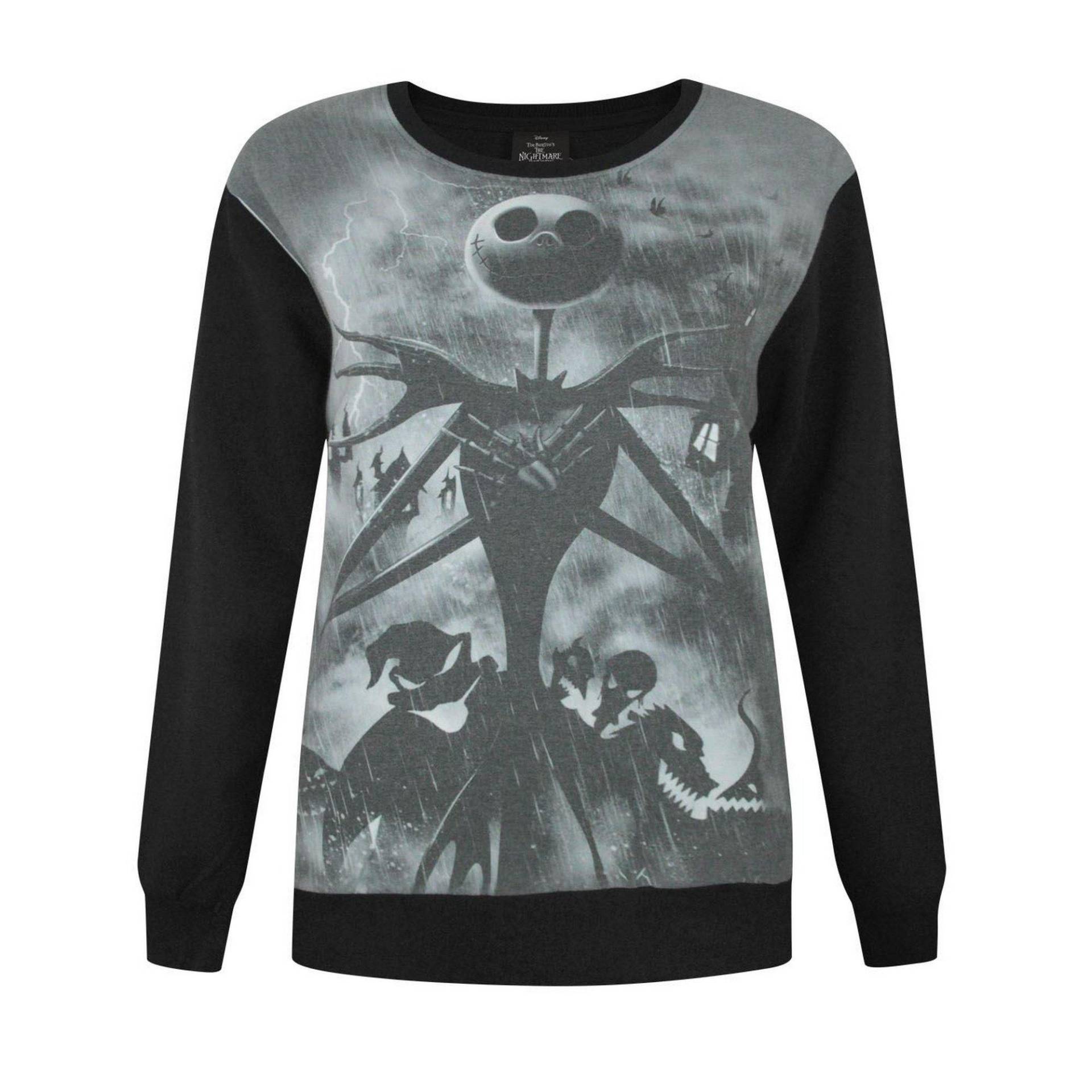 Nightmare Before Christmas - Pullover mit Sublimationsdruck, für Damen, Schwarz, Größe L von Nightmare Before Christmas