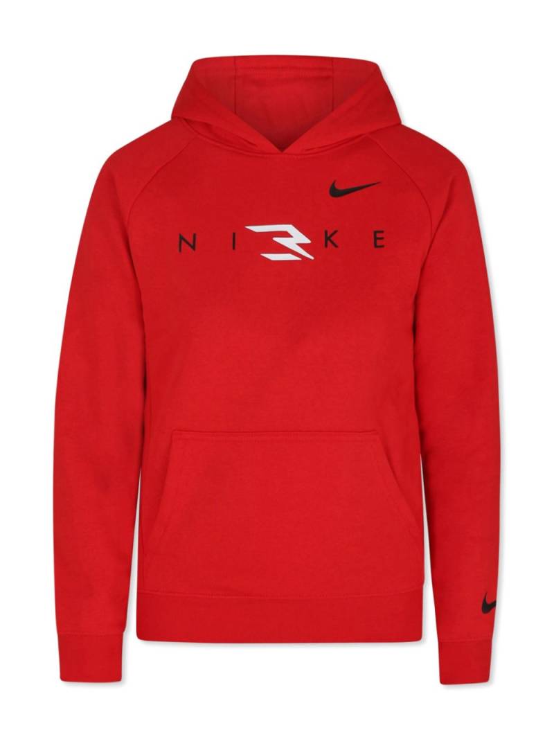 Nike Kids logo-print cotton hoodie - Red von Nike Kids