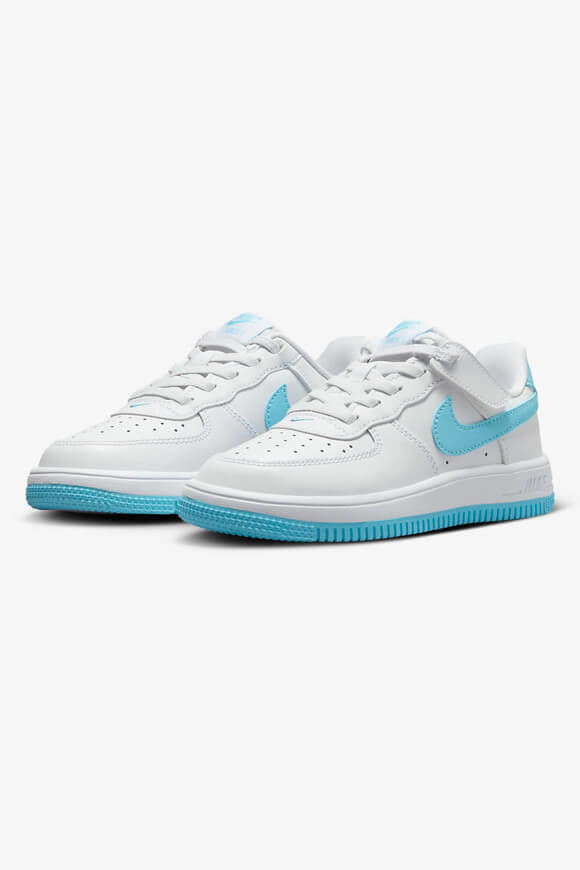 Nike Air Force 1 EasyOn Kids Sneaker | White + Aquarius Blue | Jungen  | EU33.5 von Nike