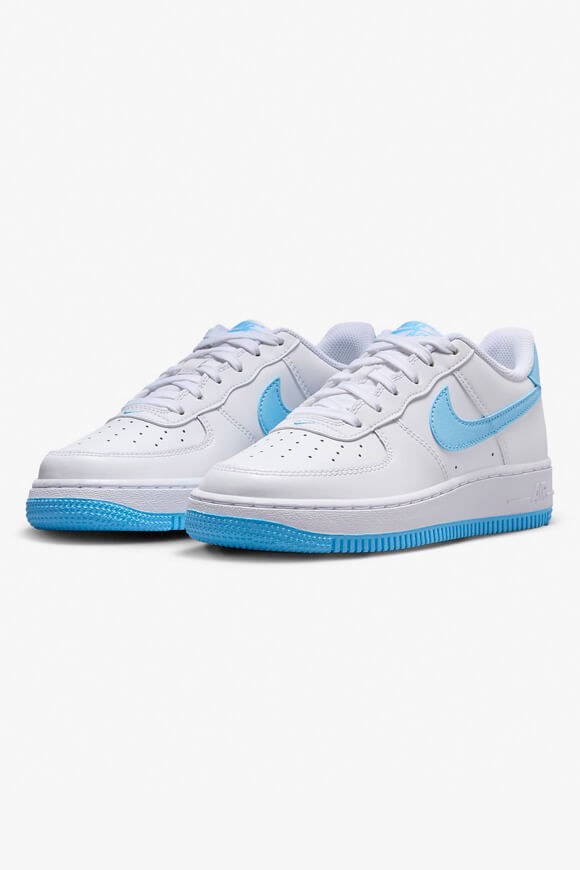 Nike Air Force 1 Sneaker | White + Aquarius Blue | Jungen  | EU35.5 von Nike