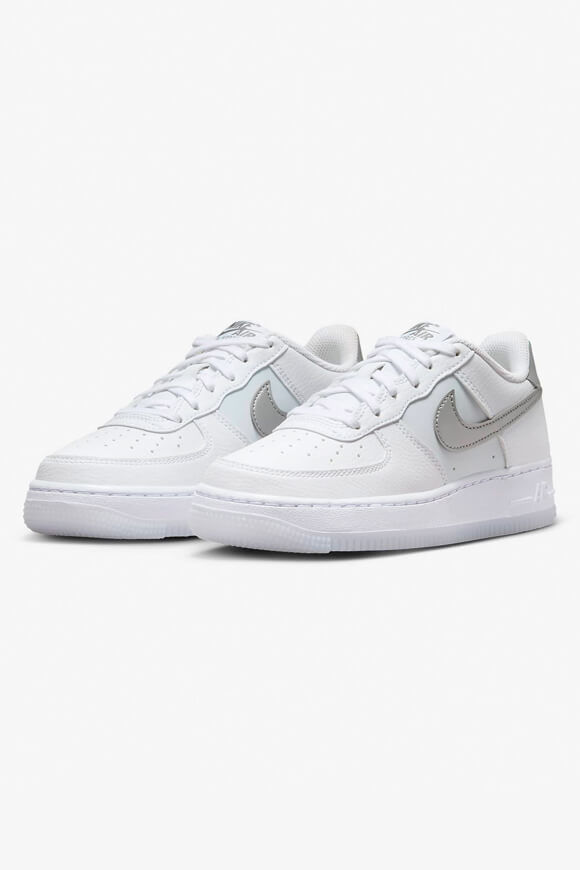 Nike Air Force 1 Sneaker | White + Metallic Silver | Jungen  | EU36 von Nike