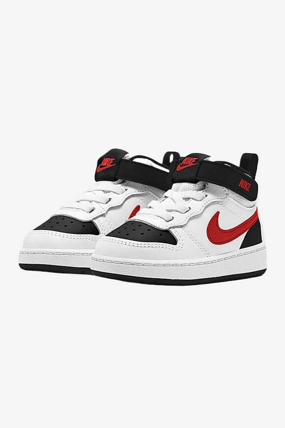 Nike Court Borough Mid 2 Baby Sneaker | White + University Red + Black | Baby  | EU21 von Nike