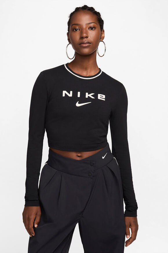 Nike Crop Langarmshirt | Black | Damen  | M von Nike