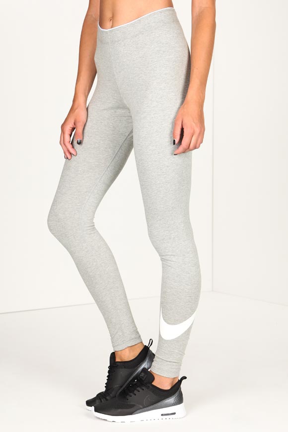 Nike Leggings | Hellgrau meliert + Weiss | Damen  | L von Nike