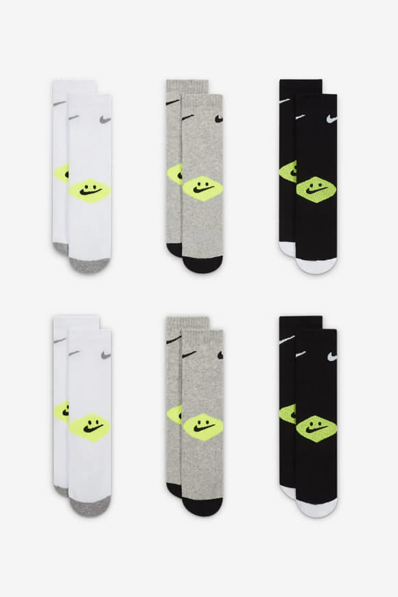 Nike Smiley Sechserpack Kids Socken | Grey Heather | Jungen  | EU27-35 von Nike