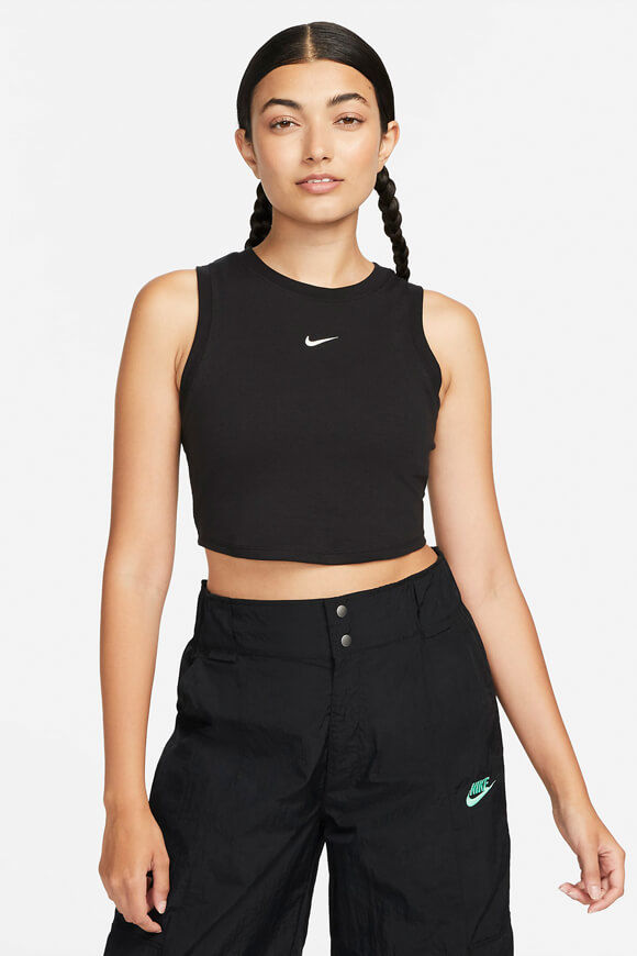 Nike Sportswear Chill Knit Geripptes Crop Tanktop | Black + Sail | Damen  | M von Nike