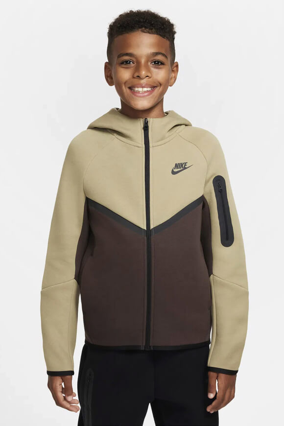 Nike Sportswear Tech Fleece Kapuzensweatjacke | Neutral Olive + Baroque Brown | Jungen  | L von Nike