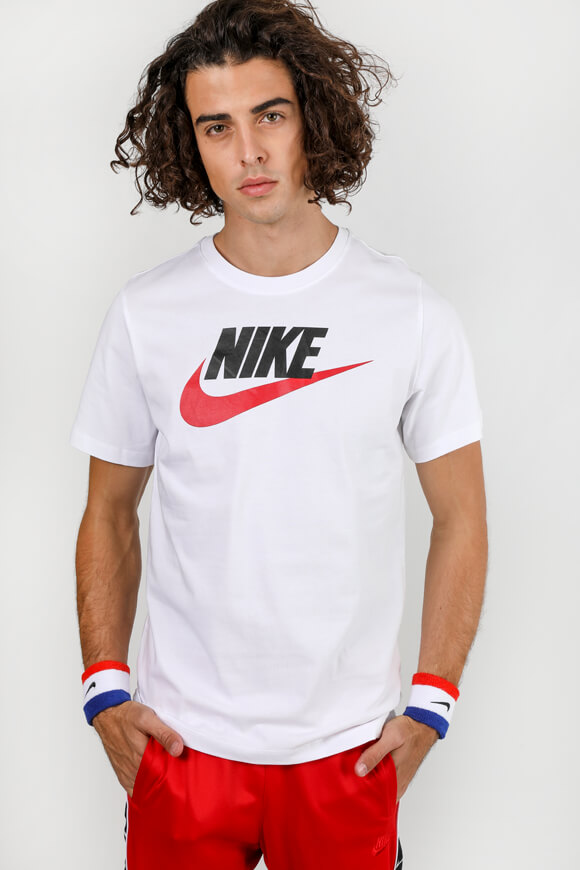 Nike T-Shirt | White + Black + University Red | Herren  | S von Nike