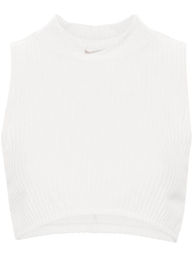 Nike mock-neck ribbed crop top - Neutrals von Nike