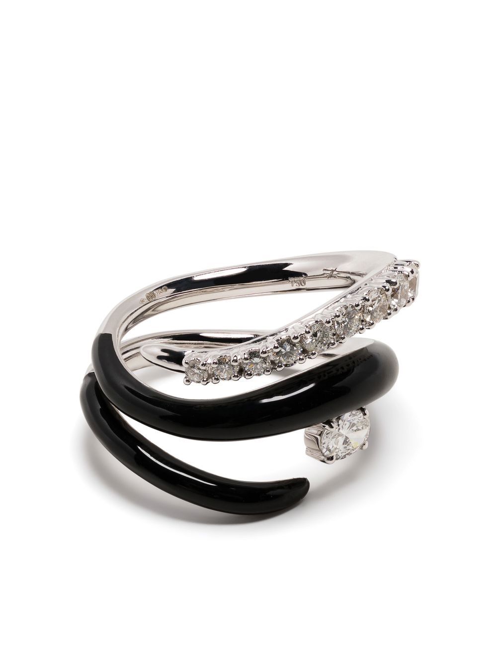 Nikos Koulis 18kt white gold diamond and enamel ring - Silver von Nikos Koulis