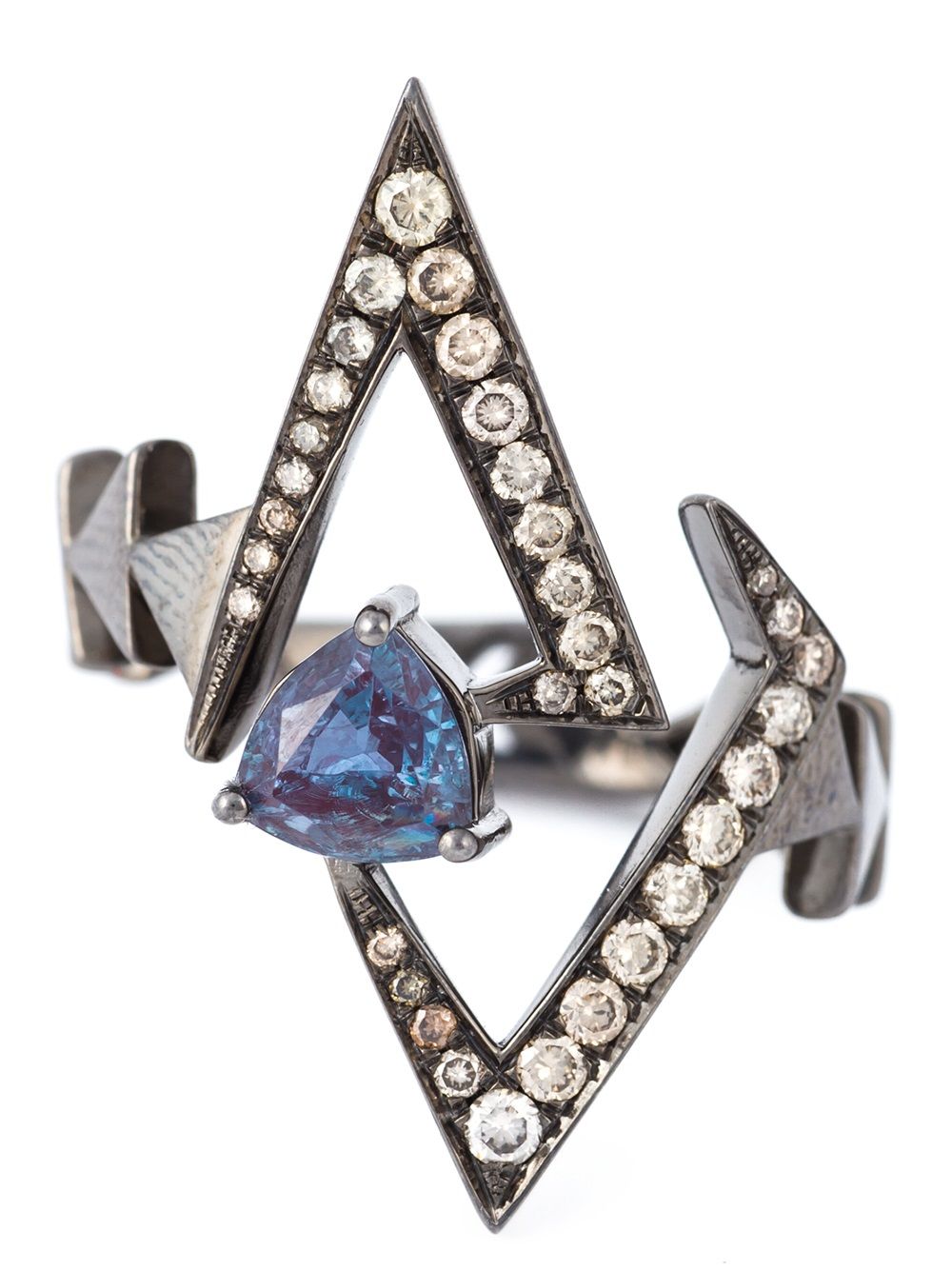 Nikos Koulis geometric sapphire and diamond ring - Metallic von Nikos Koulis