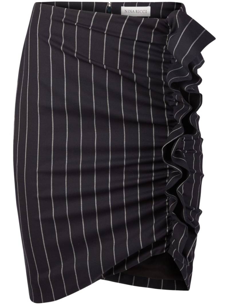 Nina Ricci Pinstripe Draped Mid Skirt - Black von Nina Ricci