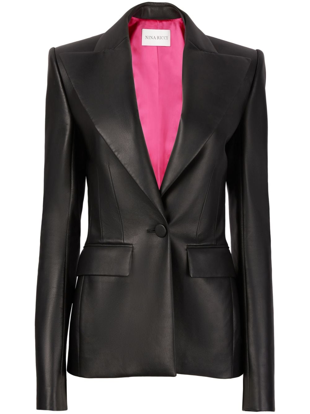 Nina Ricci Single Button Leather Blazer - Black von Nina Ricci