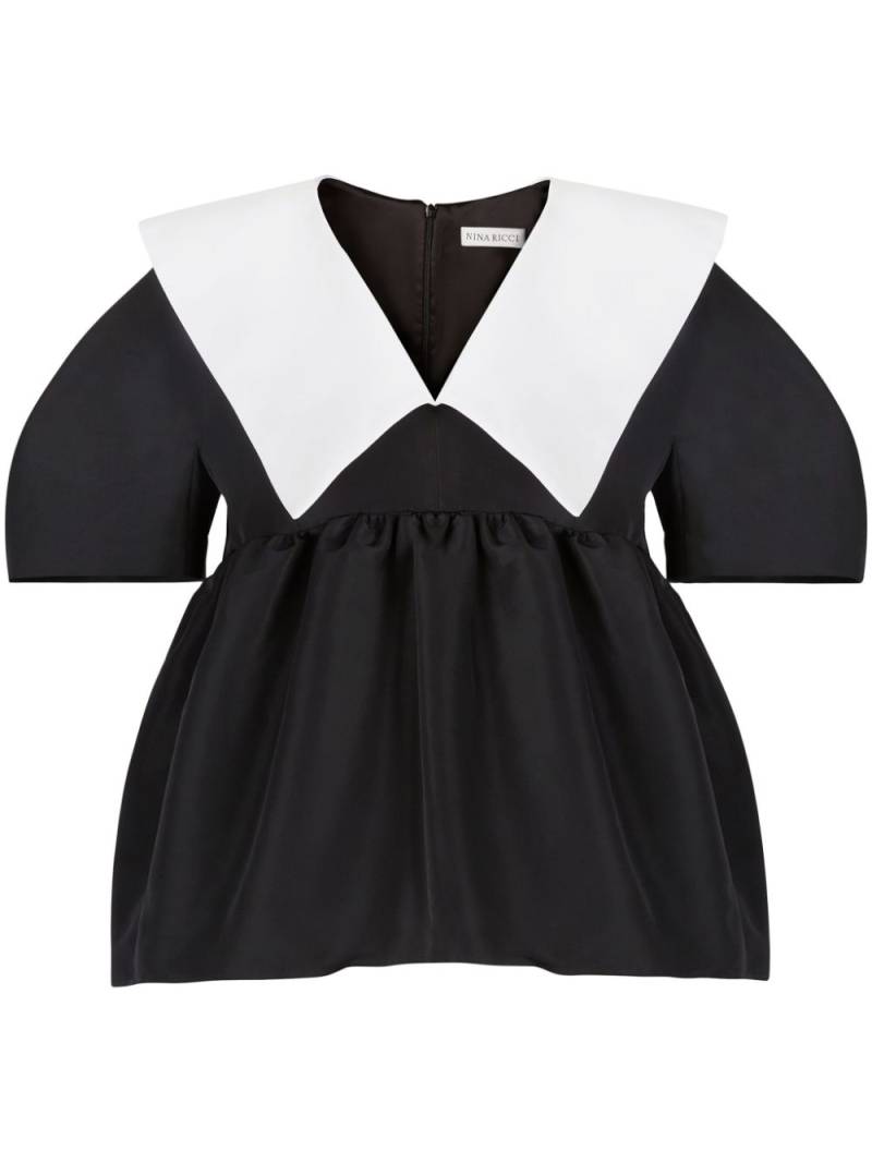 Nina Ricci Taffeta v-neck top - Black von Nina Ricci