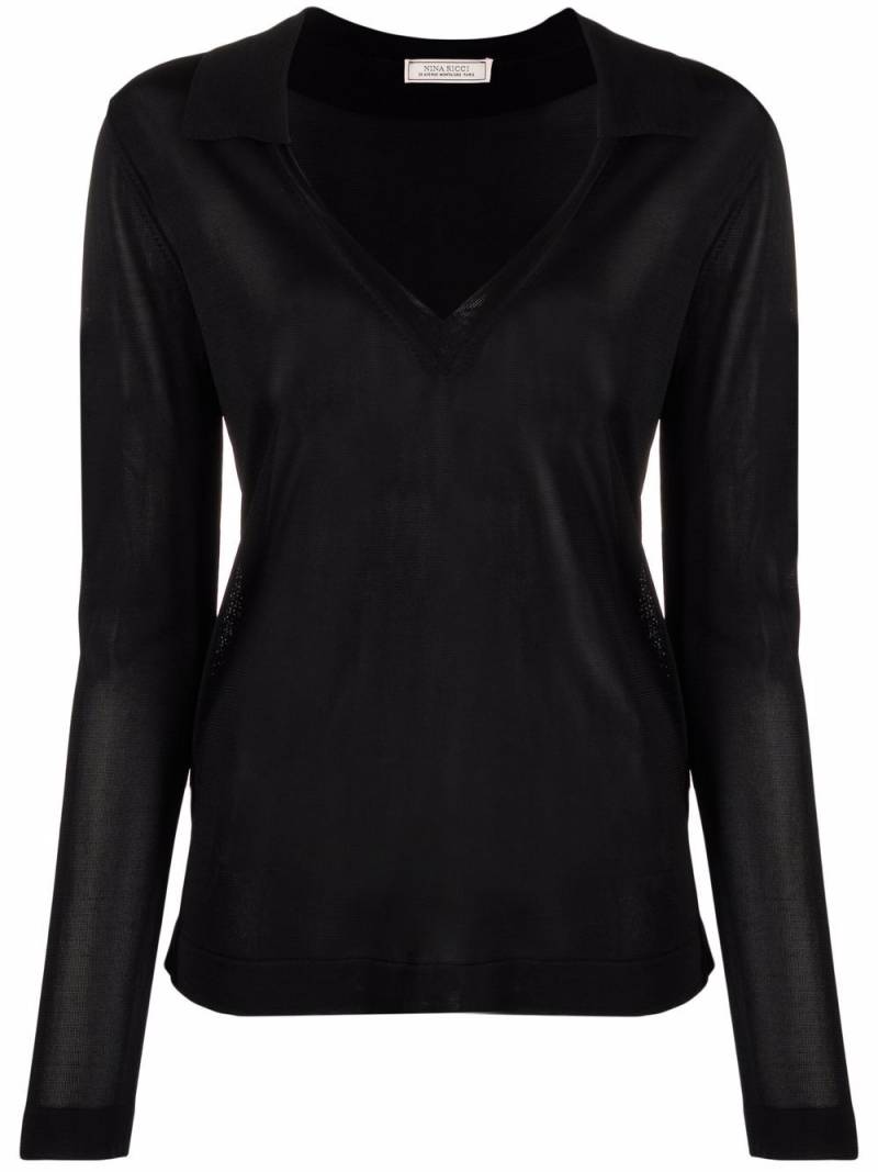 Nina Ricci V-neck knitted jumper - Black von Nina Ricci