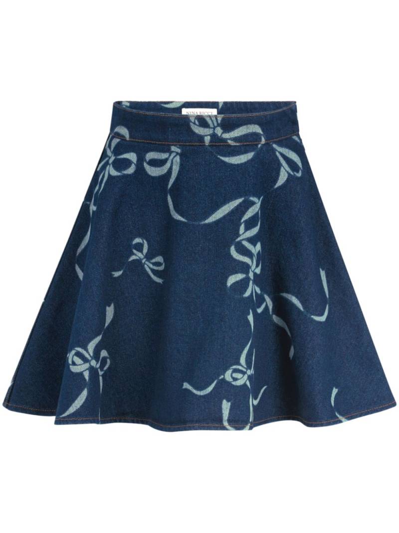 Nina Ricci bow-print cotton skirt - Blue von Nina Ricci