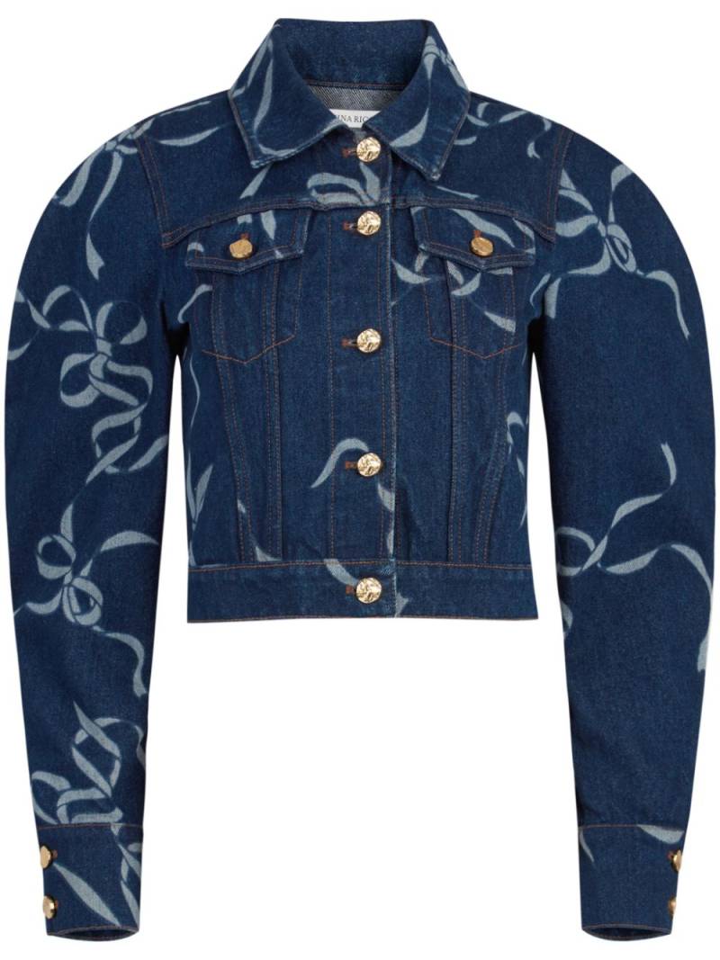 Nina Ricci bow-print denim jacket - Blue von Nina Ricci