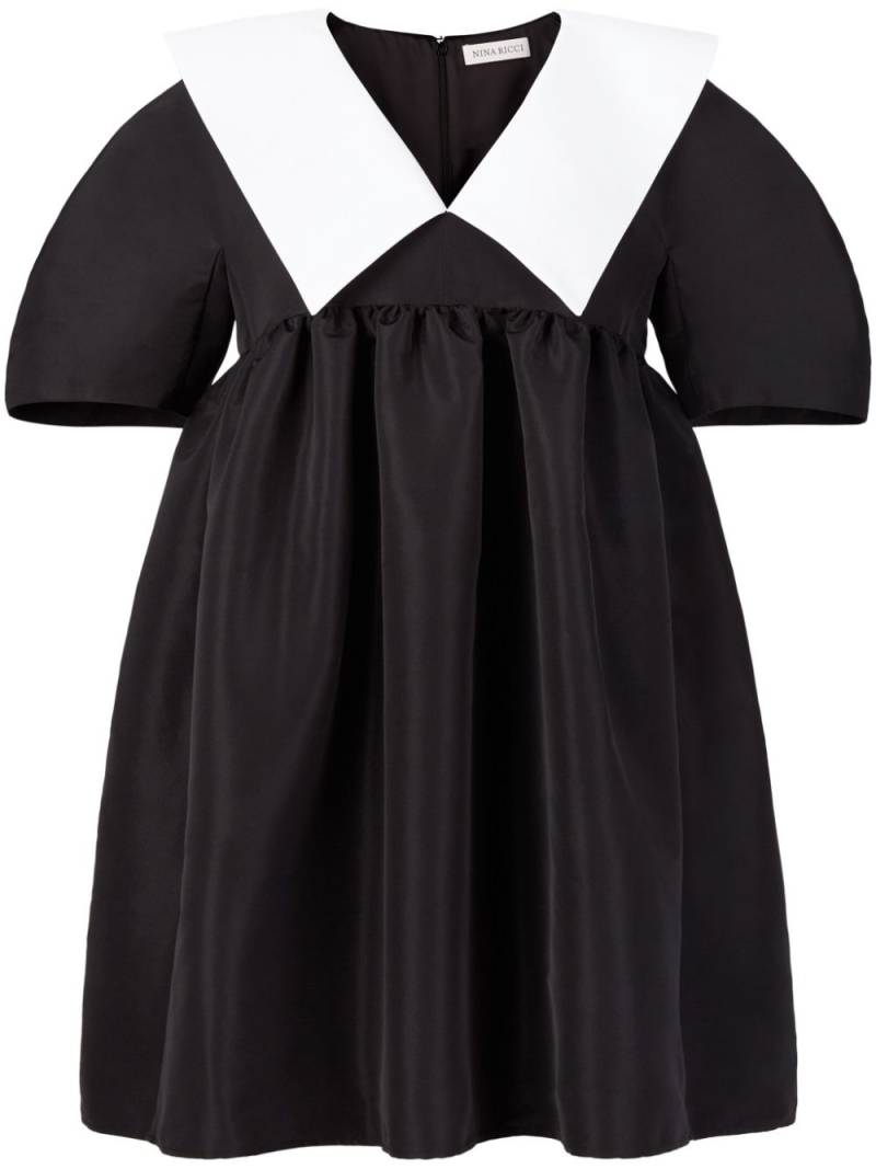 Nina Ricci contrasting-collar taffeta babydoll dress - Black von Nina Ricci