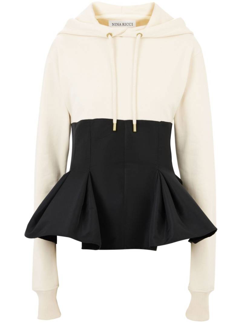 Nina Ricci contrasting-peplum hoodie - Black von Nina Ricci