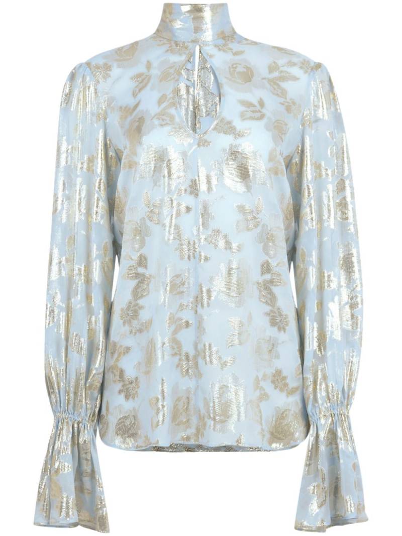 Nina Ricci floral-embellished cut-out blouse - Blue von Nina Ricci