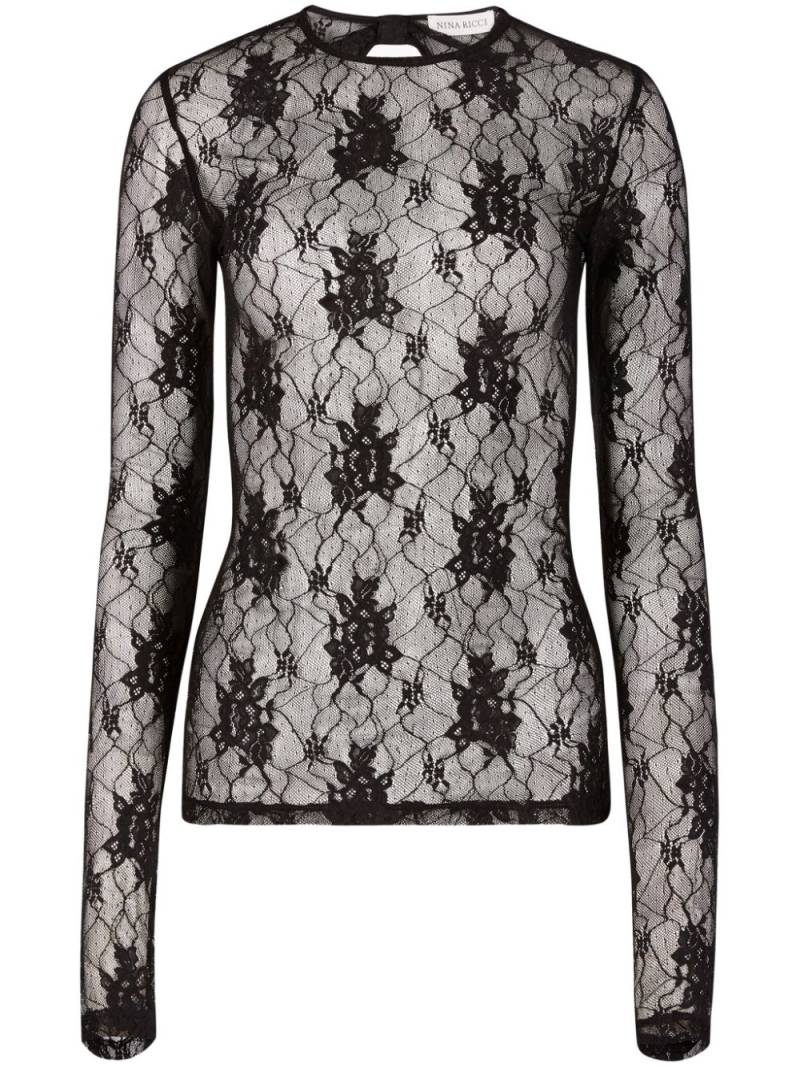 Nina Ricci floral-lace open-back top - Black von Nina Ricci