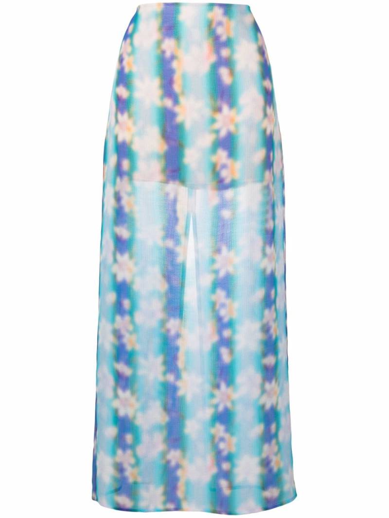 Nina Ricci floral-print straight maxi skirt - Blue von Nina Ricci