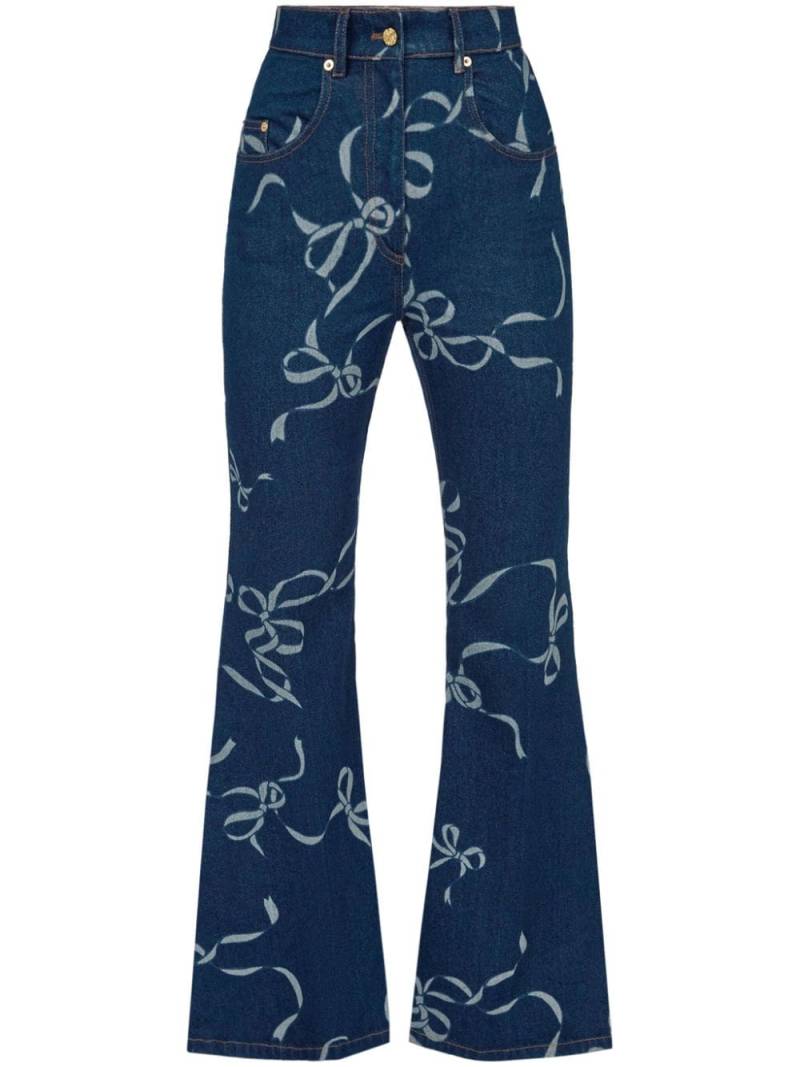 Nina Ricci graphic-print long-length flared trousers - Blue von Nina Ricci