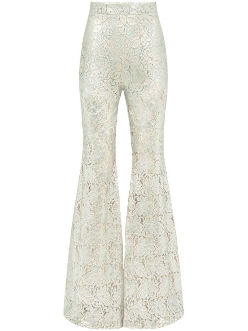 Nina Ricci guipure-lace long-length flared trousers - Neutrals von Nina Ricci