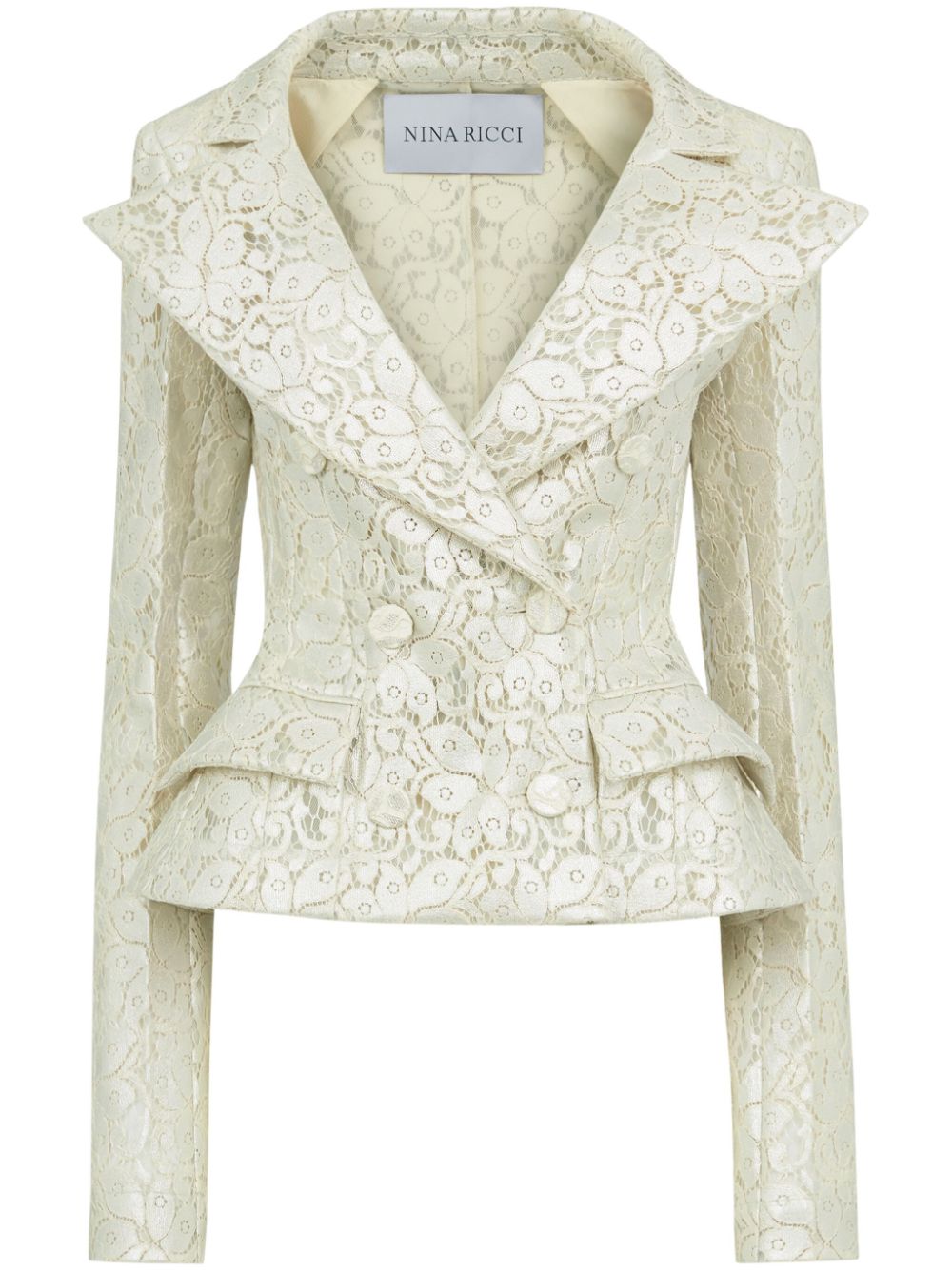 Nina Ricci guipure-lace peplum-waist blazer - Neutrals von Nina Ricci