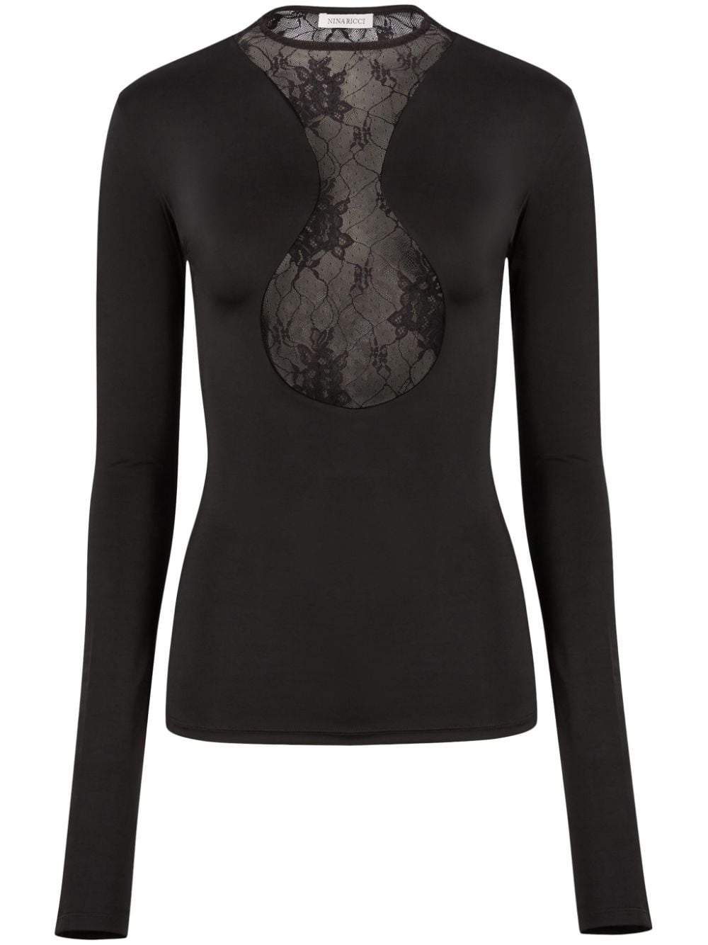 Nina Ricci lace insert long-sleeved top - Black von Nina Ricci