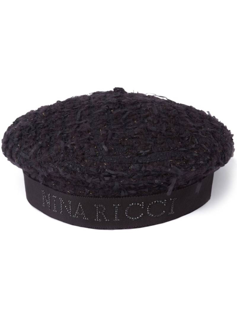 Nina Ricci logo tweed beret - Black von Nina Ricci