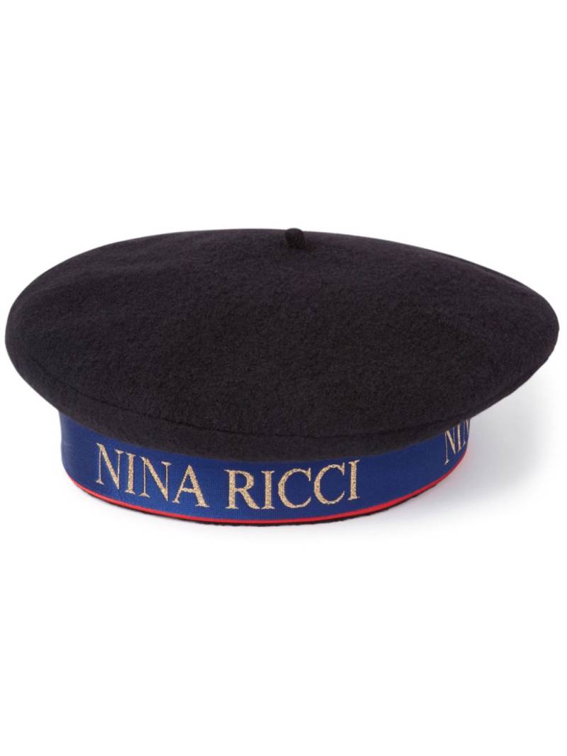 Nina Ricci logo wool beret - Black von Nina Ricci