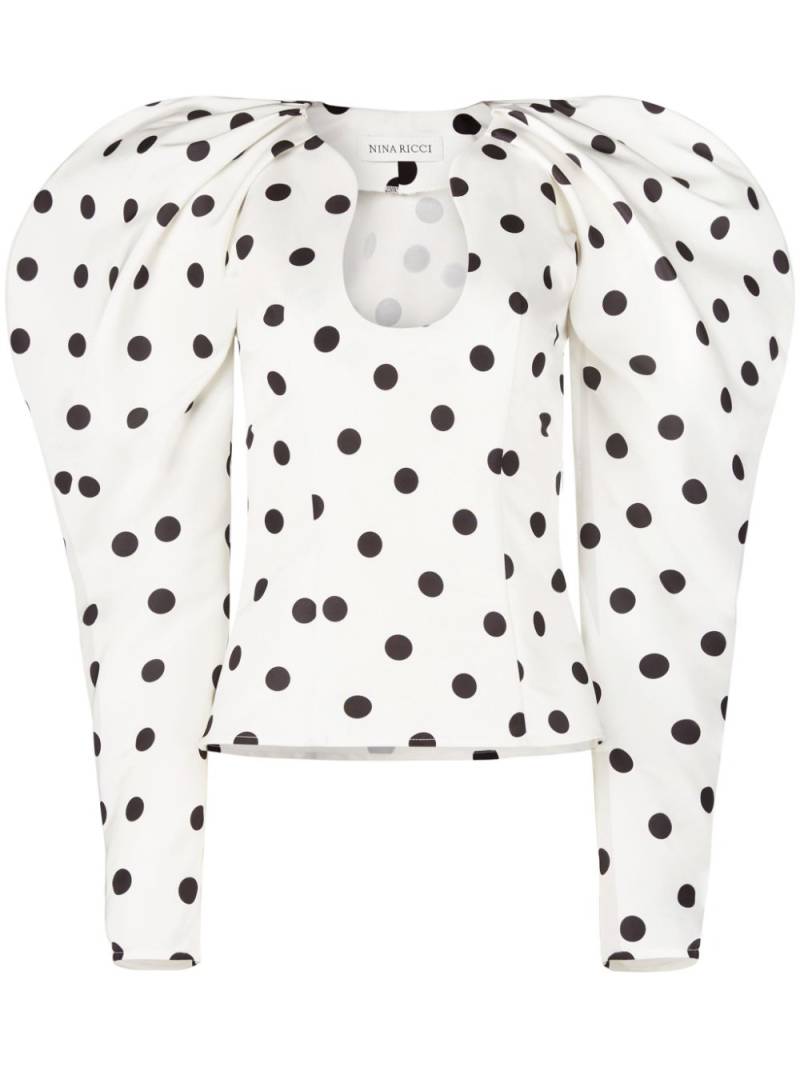 Nina Ricci polka-dot cocoon sleeves top - White von Nina Ricci