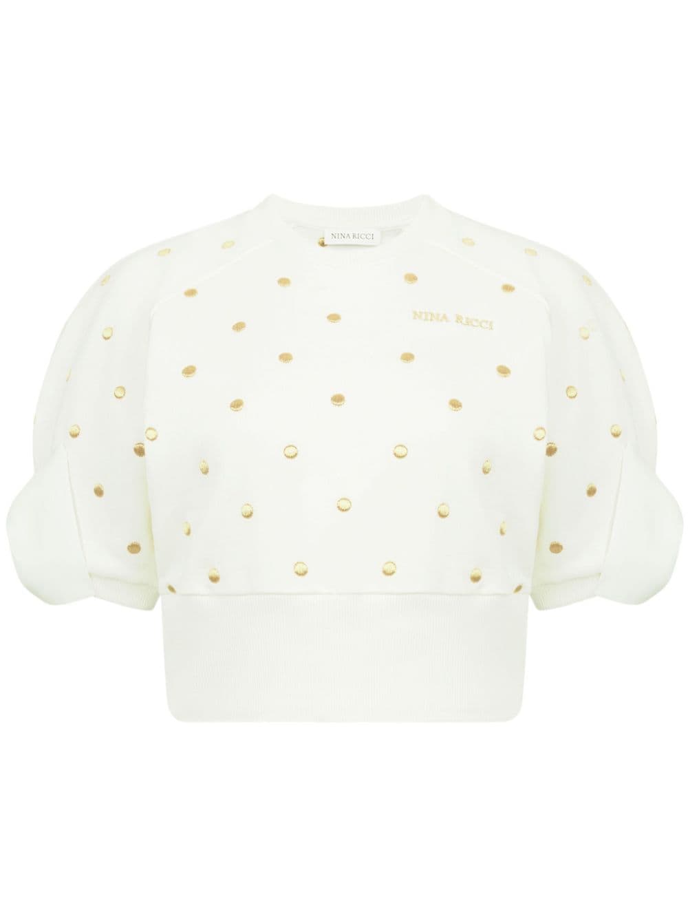 Nina Ricci polka dot-embroidered cropped sweatshirt - White von Nina Ricci