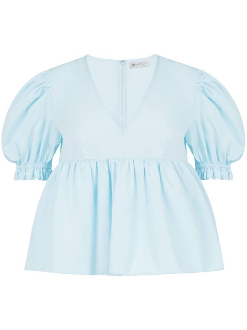 Nina Ricci puff-sleeve cotton blouse - Blue von Nina Ricci