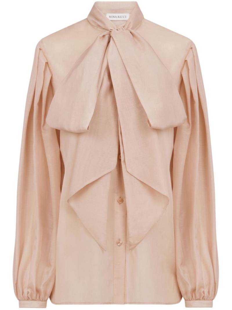 Nina Ricci pussy-bow-collar silk-cotton shirt - Neutrals von Nina Ricci