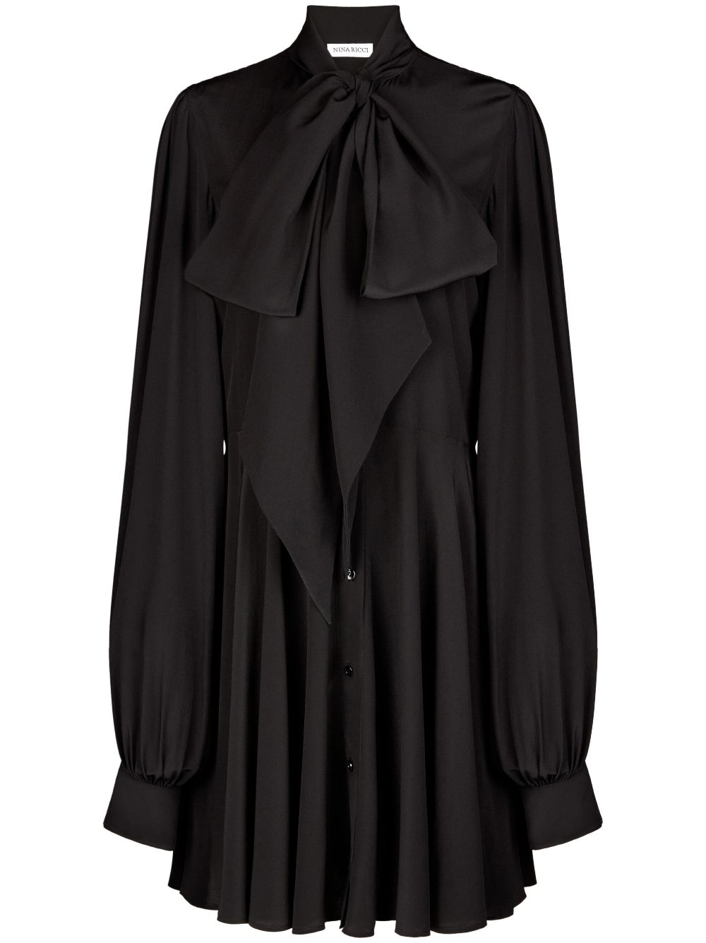 Nina Ricci pussy-bow collar silk shirtdress - Black von Nina Ricci