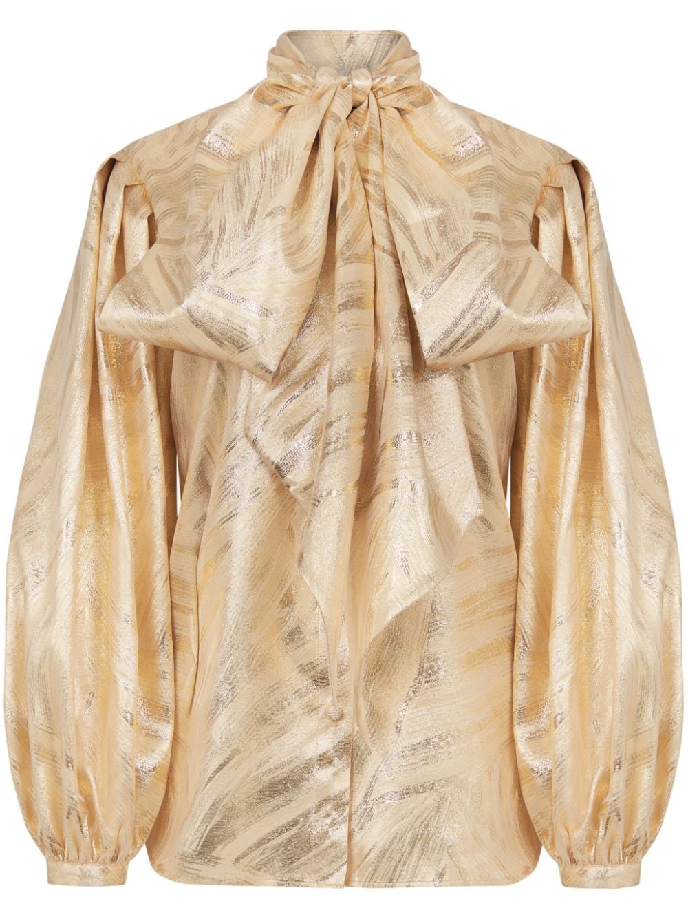 Nina Ricci pussy-bow foiled blouse - Gold von Nina Ricci