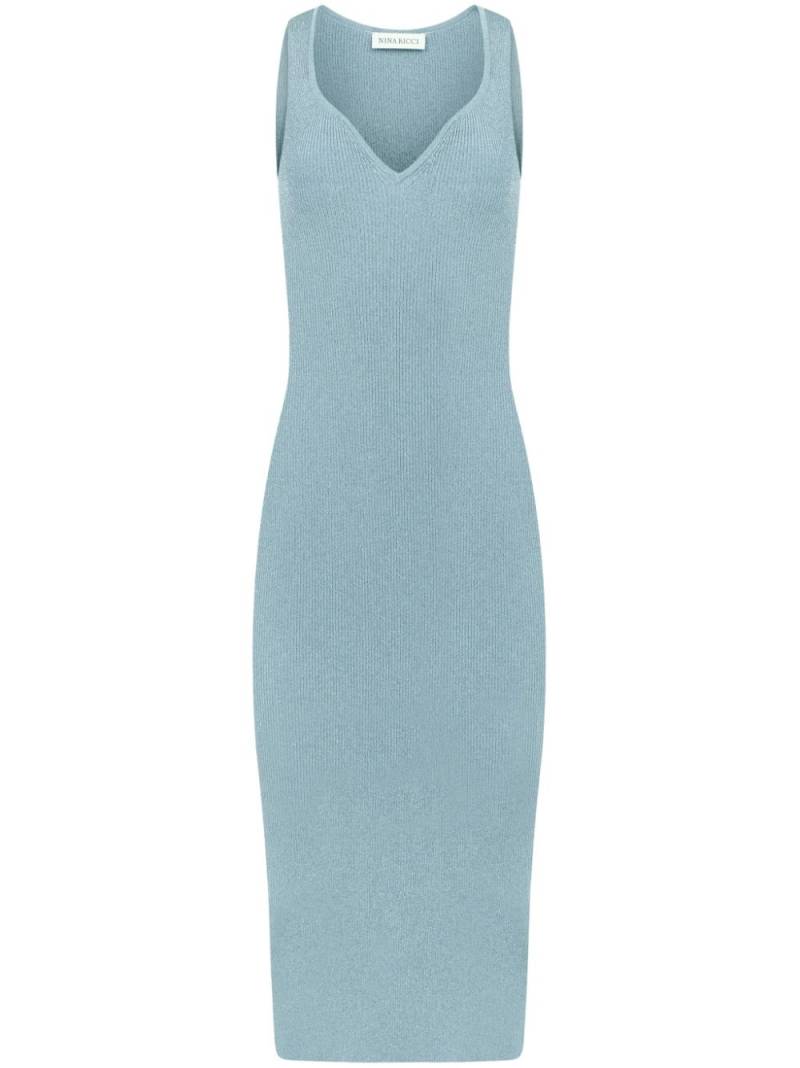 Nina Ricci sweetheart-neck ribbed midi dress - Blue von Nina Ricci