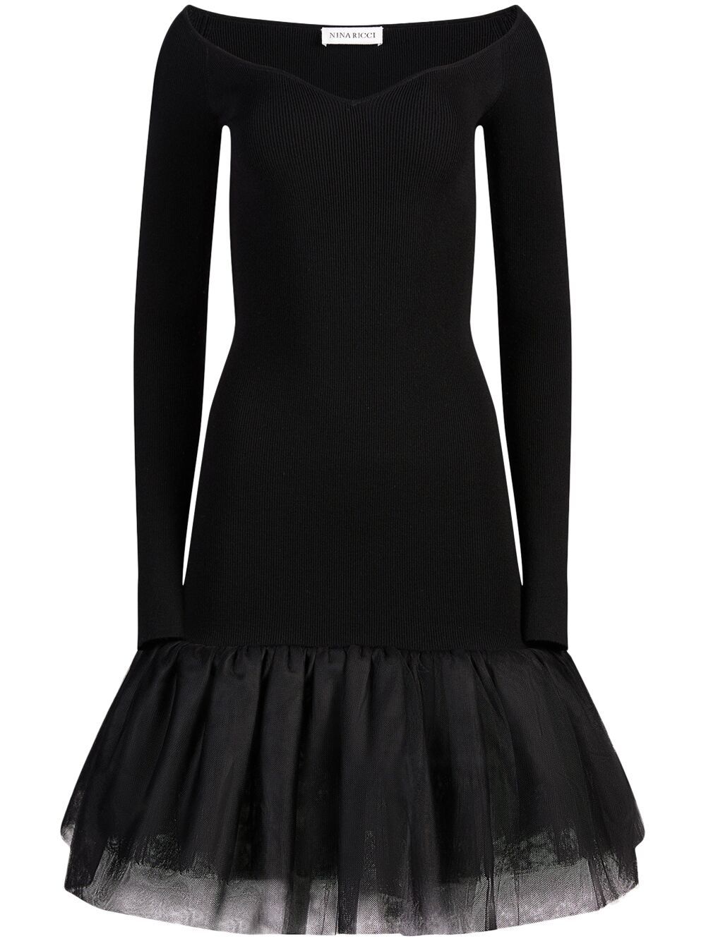 Nina Ricci sweetheart-neck tulle-panel dress - Black von Nina Ricci