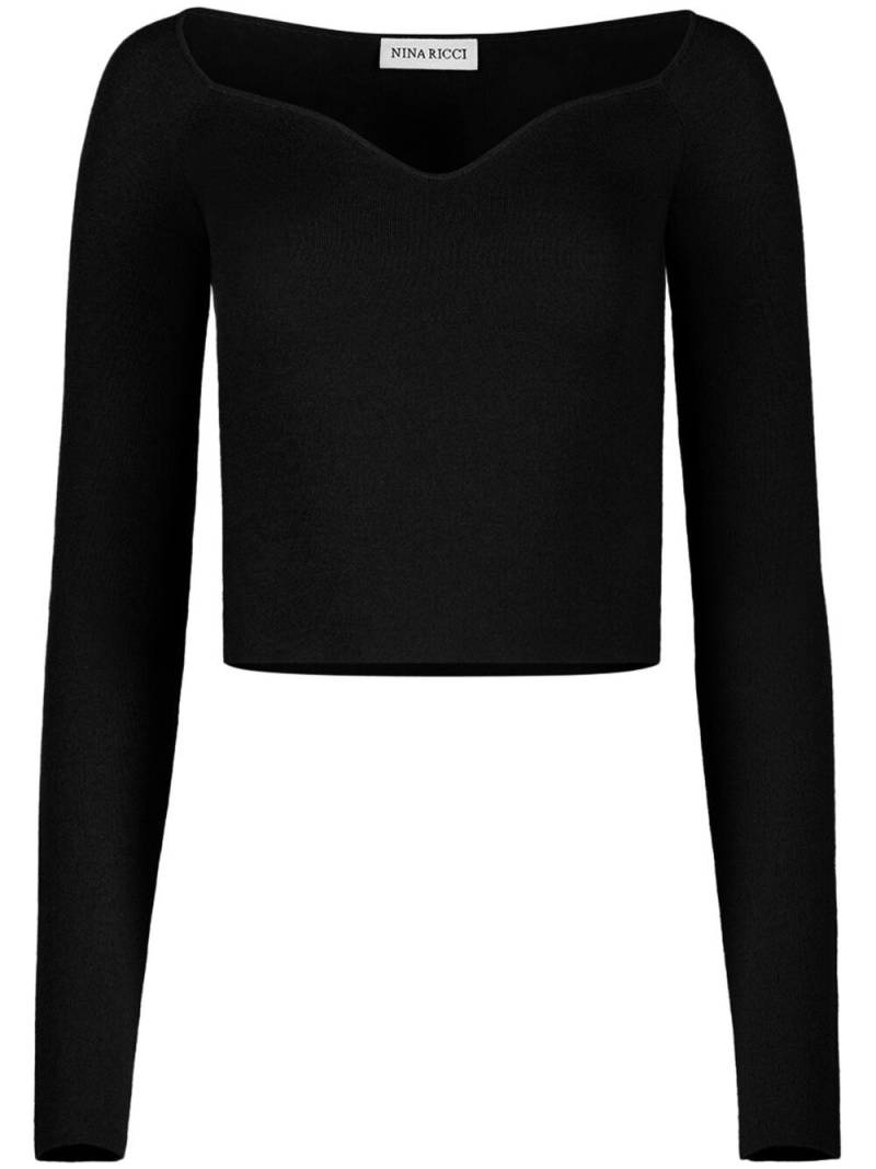 Nina Ricci sweetheart-neckline knitted top - Black von Nina Ricci