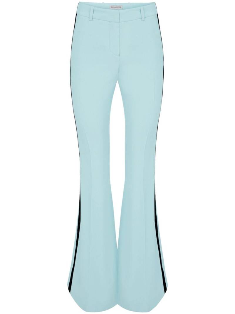 Nina Ricci velvet-trim flared trousers - Blue von Nina Ricci