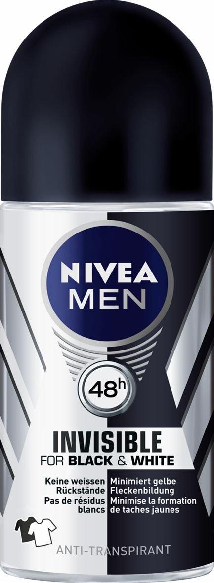 Men 48h Invisible For Black & White Anti-transpirant Roll-on Unisex Schwarz/Weiss 50ml von NIVEA