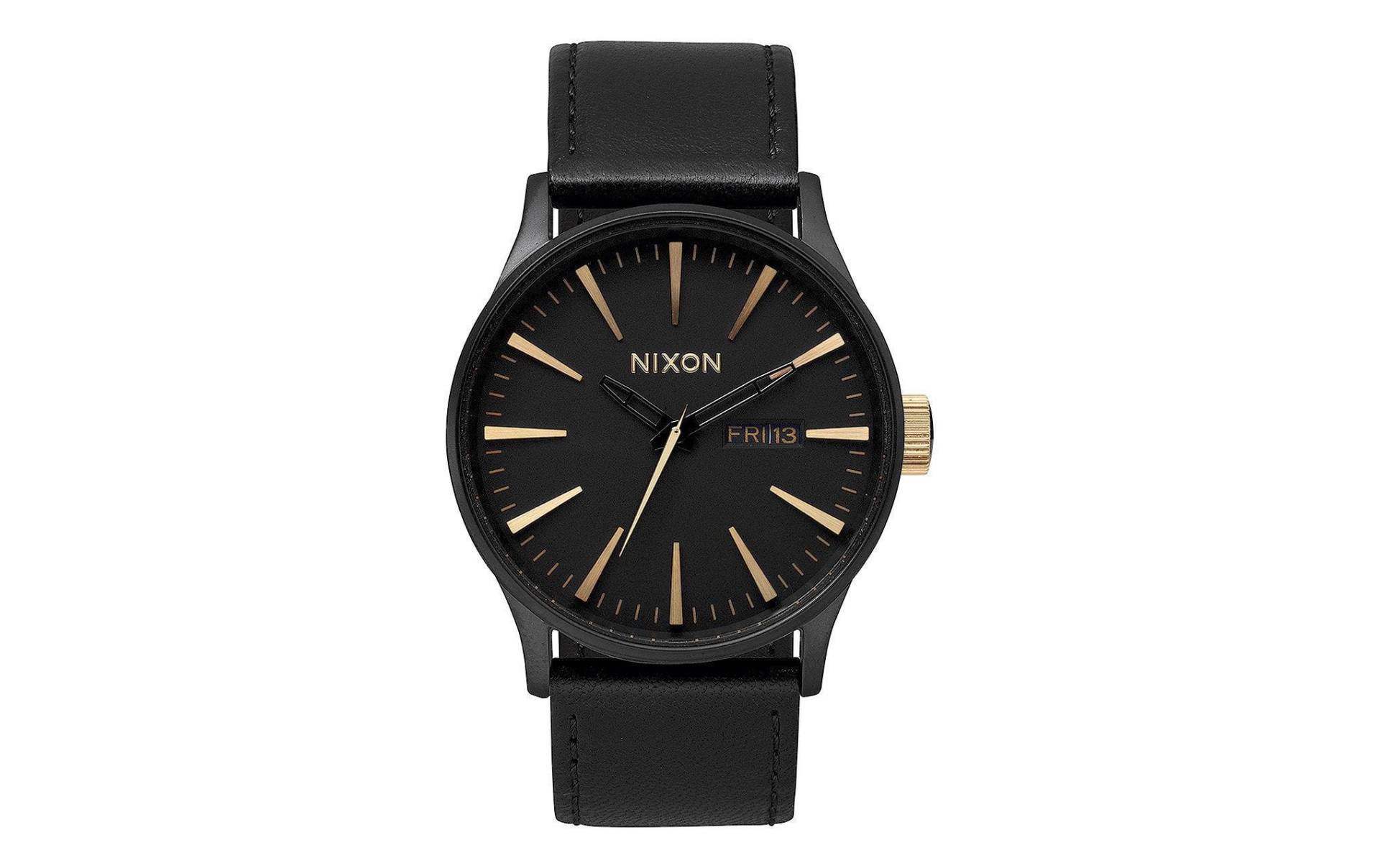 Nixon Quarzuhr »Leather Matte Black Goldfarben« von Nixon