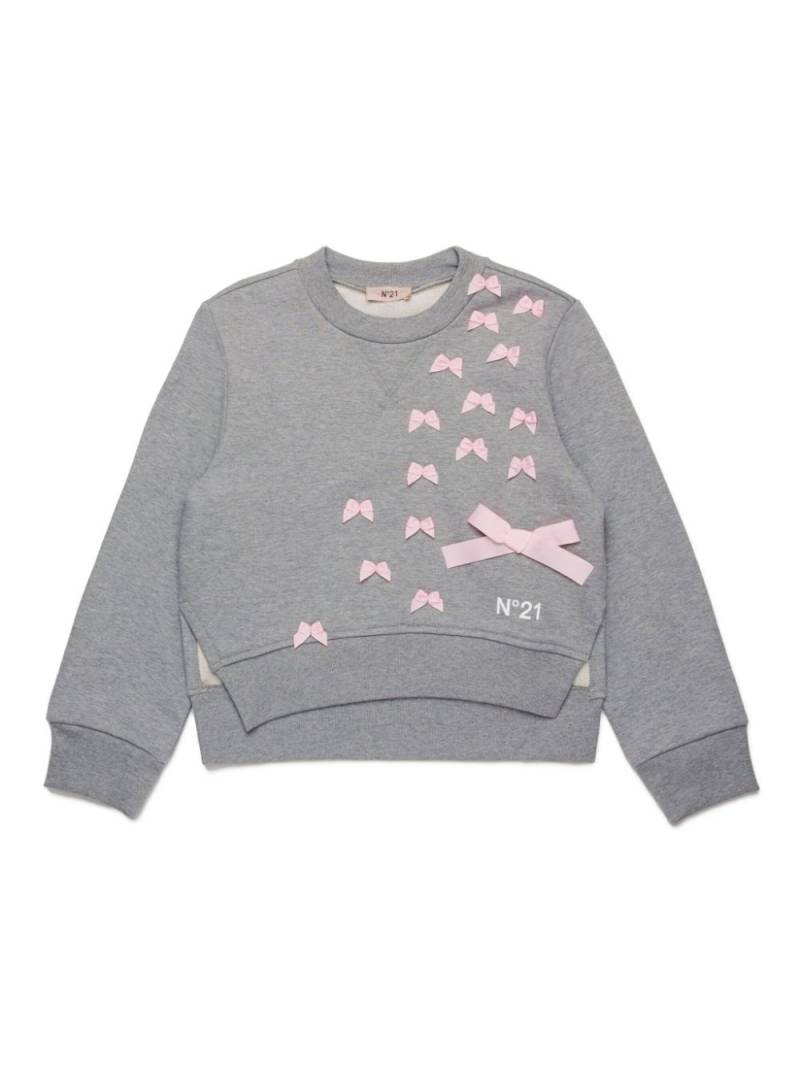 Nº21 Kids bow-appliqué cotton sweatshirt - Grey von Nº21 Kids