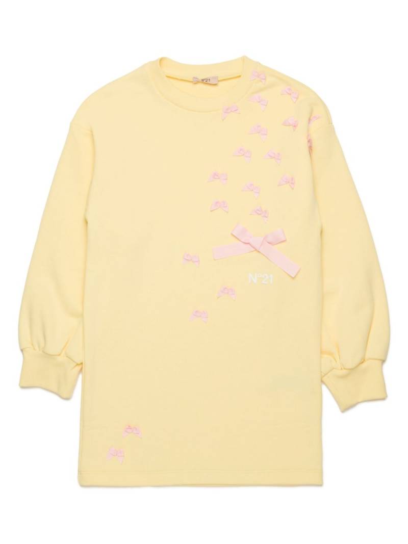 Nº21 Kids bow-appliqué sweatshirt dress - Yellow von Nº21 Kids