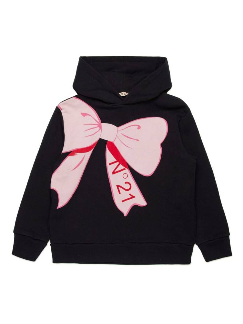 Nº21 Kids bow-print cotton hoodie - Black von Nº21 Kids