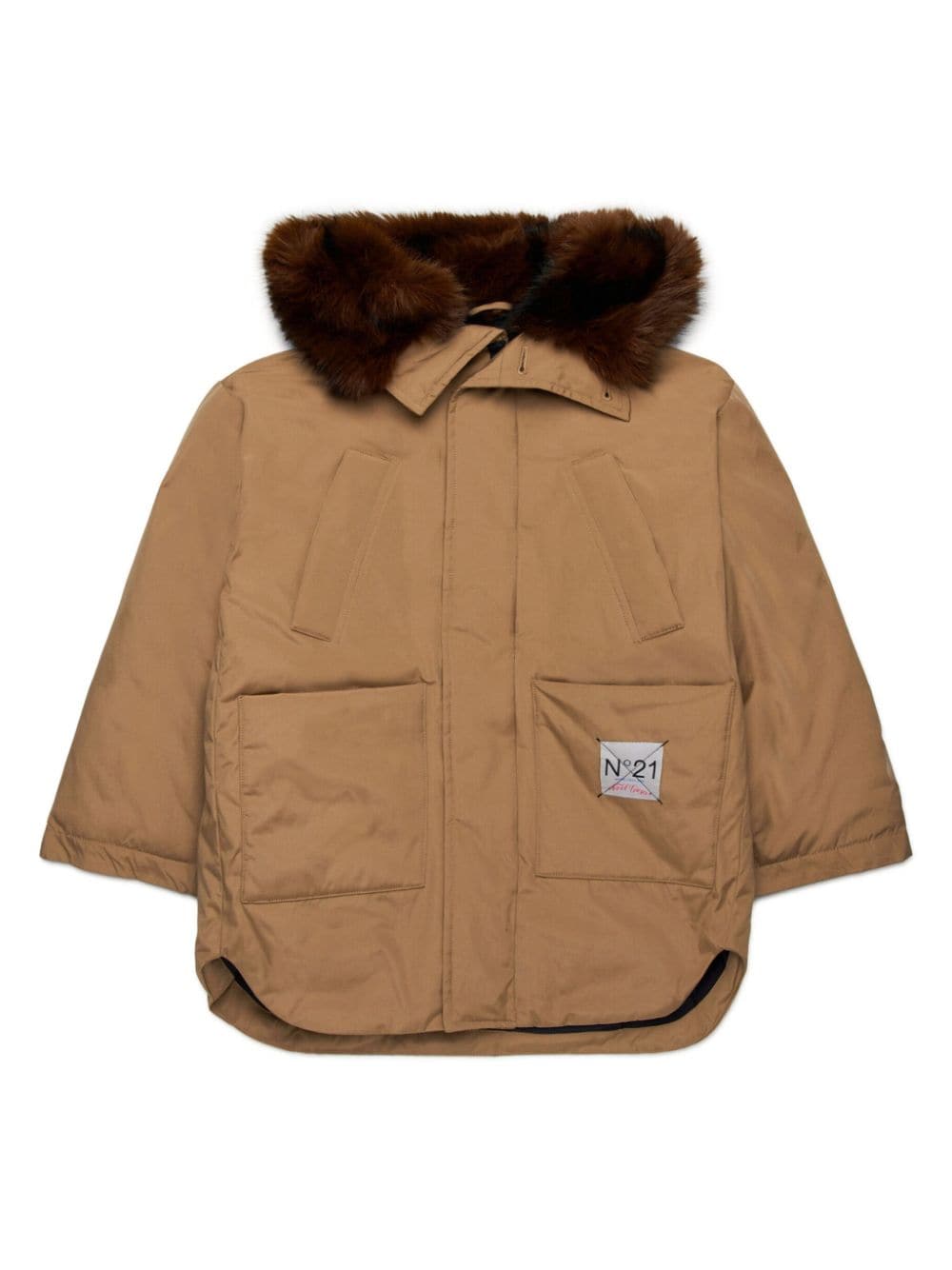 Nº21 Kids faux-fur hooded puffer coat - Brown von Nº21 Kids