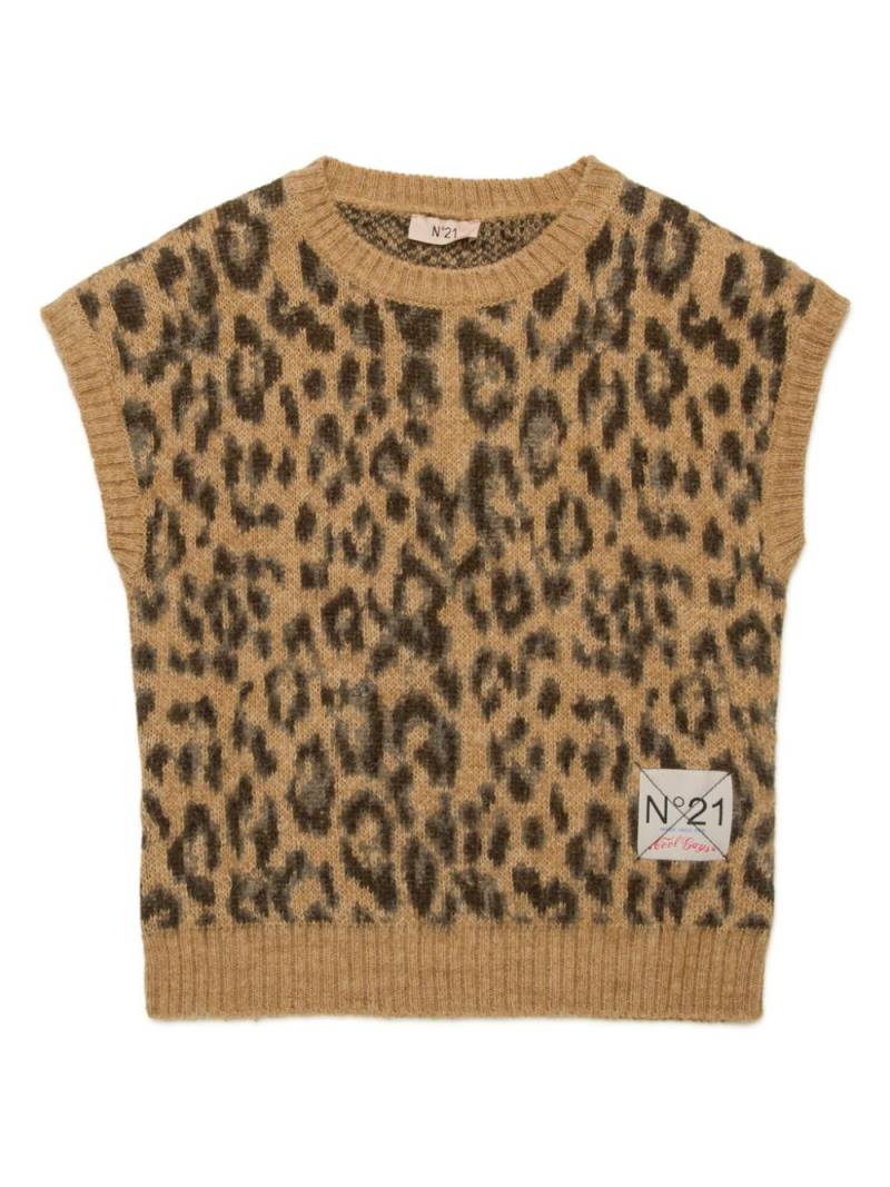 Nº21 Kids leopard jacquard vest - Brown von Nº21 Kids